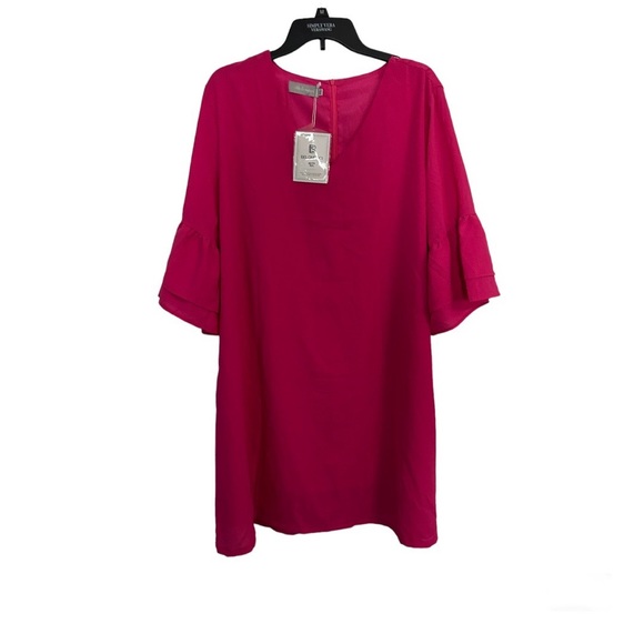 Women’s Pink V Neck Dress Size 2XL - Picture 2 of 5